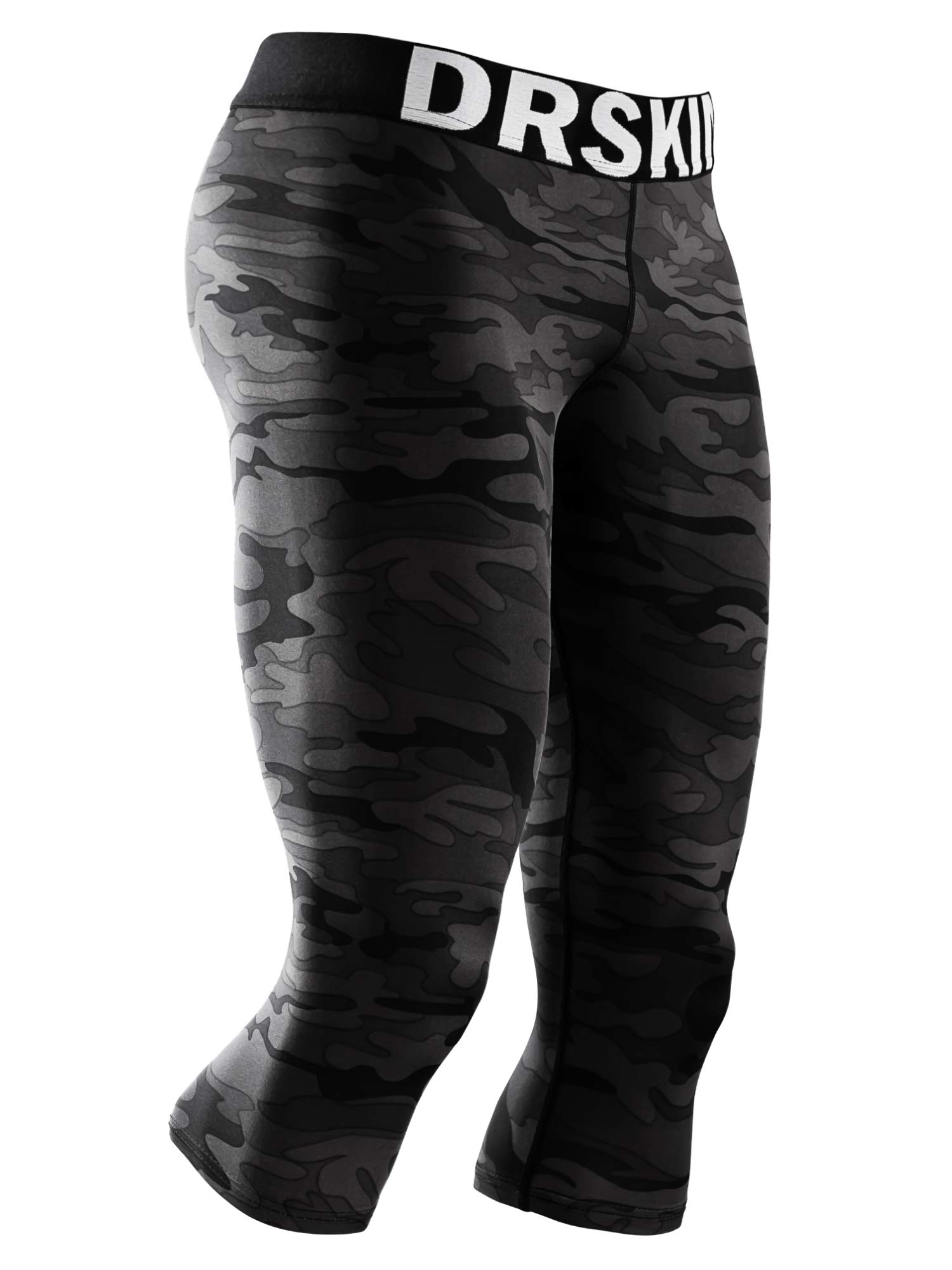 DRSKIN Men's 3/4 Compression Pants - Athletic Running Workout Shorts for Sports & Training