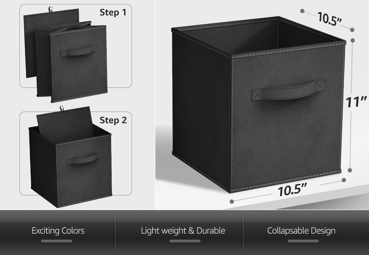 Sorbus 8-Pack Fabric Storage Cubes - Foldable Closet Organizer Bins for Pantry, Toys, Clothes - 11 Inch Collapsible Cube Baskets with Handles | Perfect for Shelves, Cubbies, Wardrobes & Home Organization