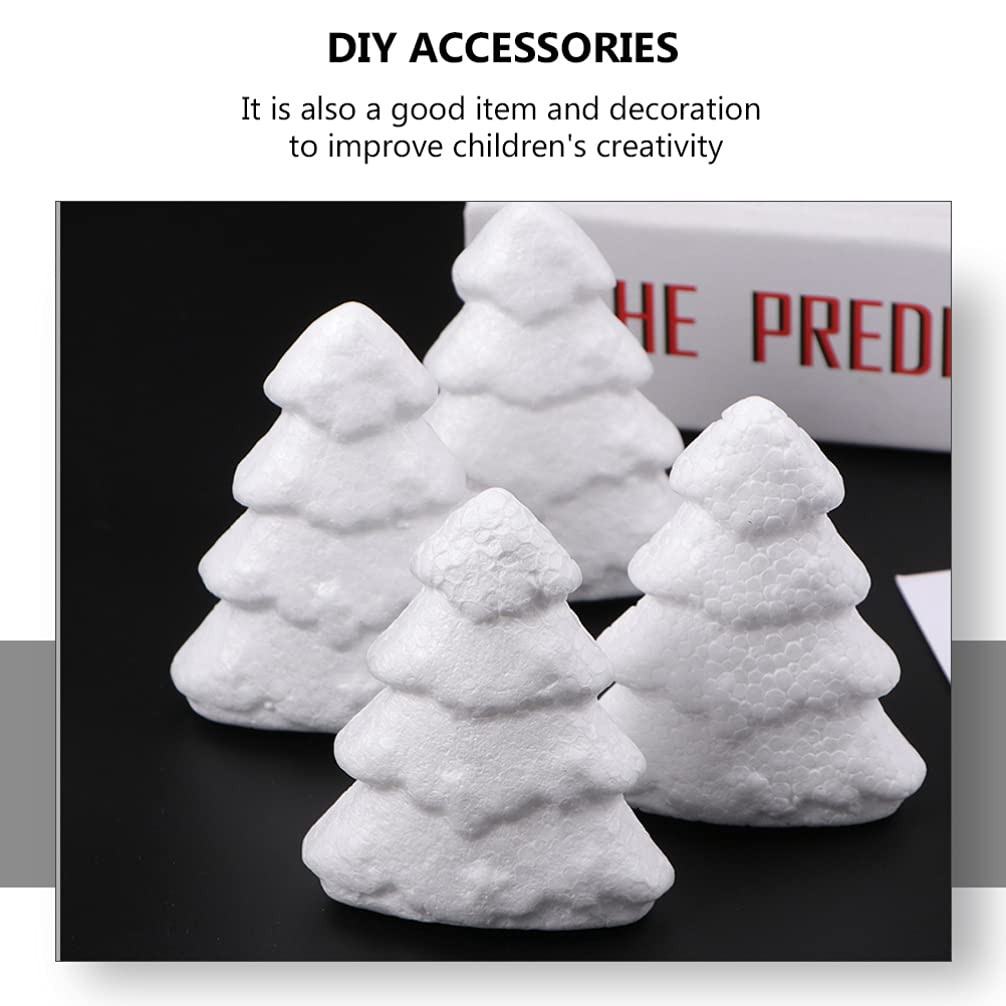 EXCEART 15pcs White Christmas Tree Tower Desk Topper - DIY Wreath Making Supplies, Handmade Tabletop Decorations, Foam Craft Accessories for Holiday Party, Home, Office & Kids DIY Projects