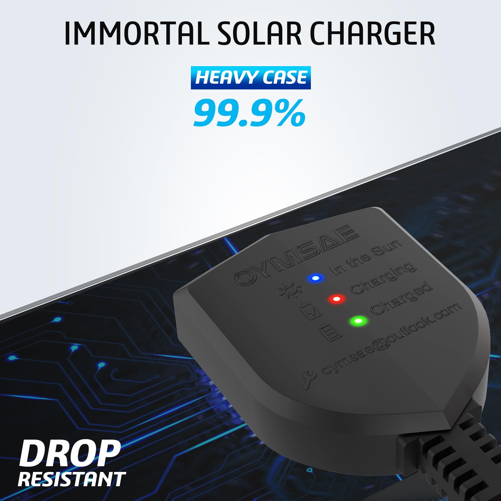 OYMSAE 10W 12V Solar Panel Car Battery Charger - Portable Waterproof Solar Power Trickle Charger & Maintainer for Car, Boat, RV, Automotive - with Cigarette Lighter Plug & Alligator Clips - Perfect for Outdoor Camping, Road Trips & Emergency Power Backup