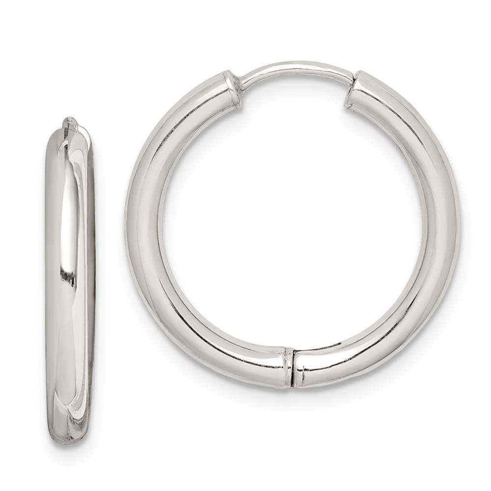 925 Sterling Silver Polished Hollow Hinged Hoop Small Huggie Earrings (21mm x 20mm) - Dainty Everyday Jewelry for Women, Perfect for Work & Casual Wear