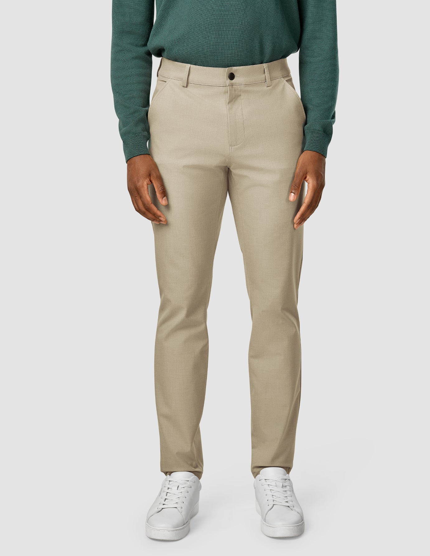 Essential Slim Fit Pants for Men - Comfortable & Stylish Moonstone Melange Trousers - Perfect for Office, Travel & Casual Wear