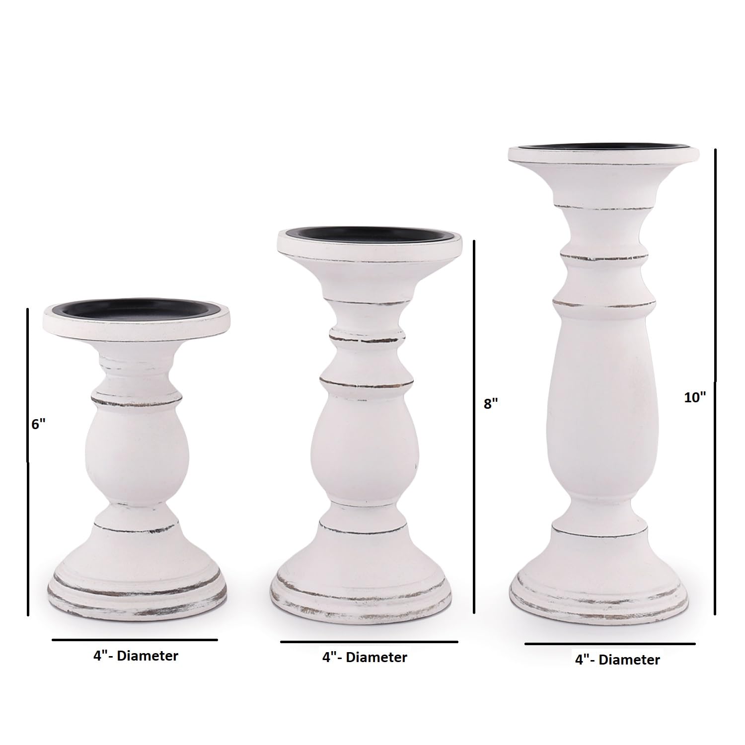 Samhita Set of 3 Hand Carved Wooden Candle Holders - Natural Decorative Home Decor for Living Room, Dining Table, Wedding Centerpiece & Romantic Ambiance
