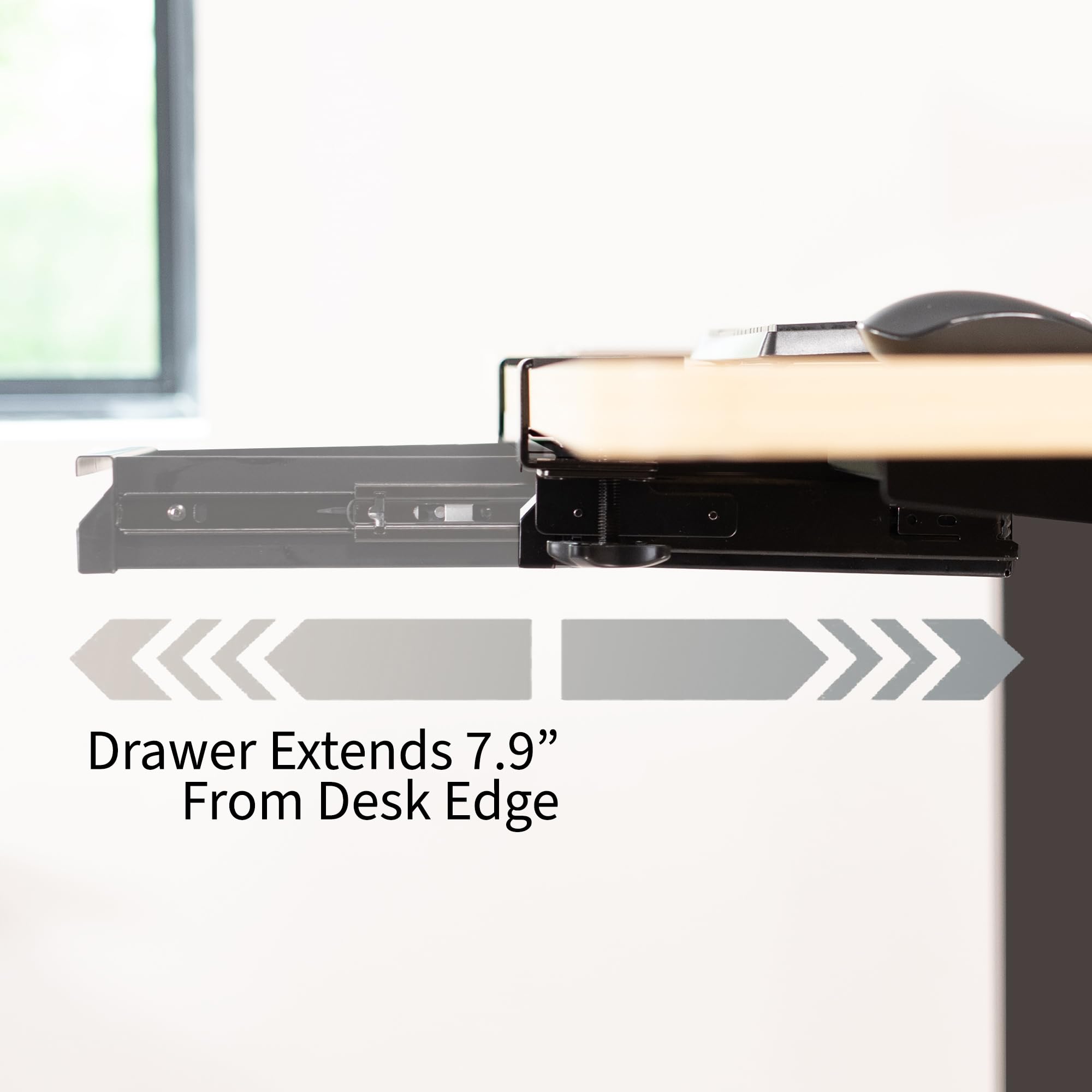 VIVO 16 Inch Under Desk Drawer Organizer - Black Clamp-On Sliding Storage Tray for Office & Standing Desks | Perfect for Storing Pens, Notebooks & Office Supplies Under Sit Stand Workstations
