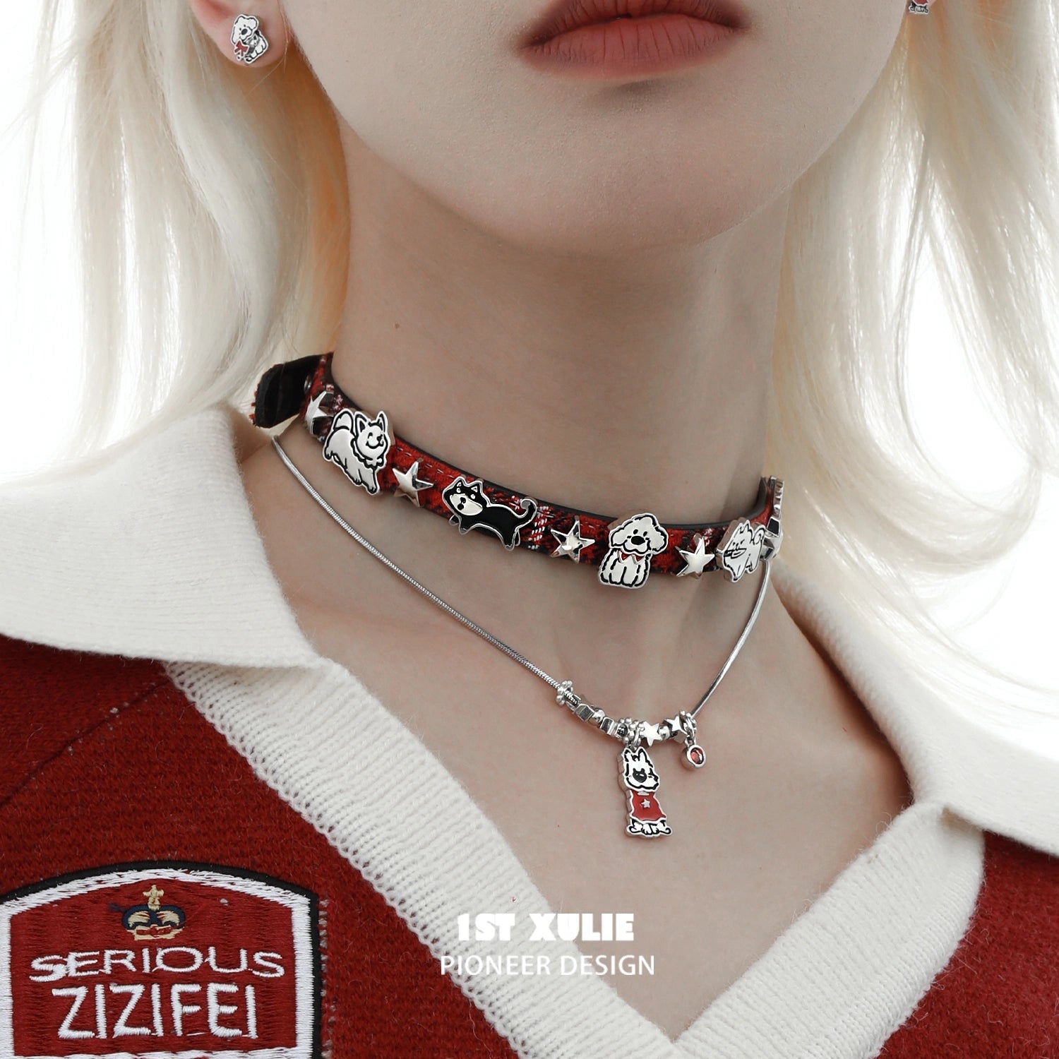 2024 Christmas Graffiti Puppy Leather Nylon Choker Necklace - Trendy Holiday Dog Collar for Pets, Festive Gift for Dog Lovers (Perfect for Christmas Parties, Pet Photos & Holiday Decorations)