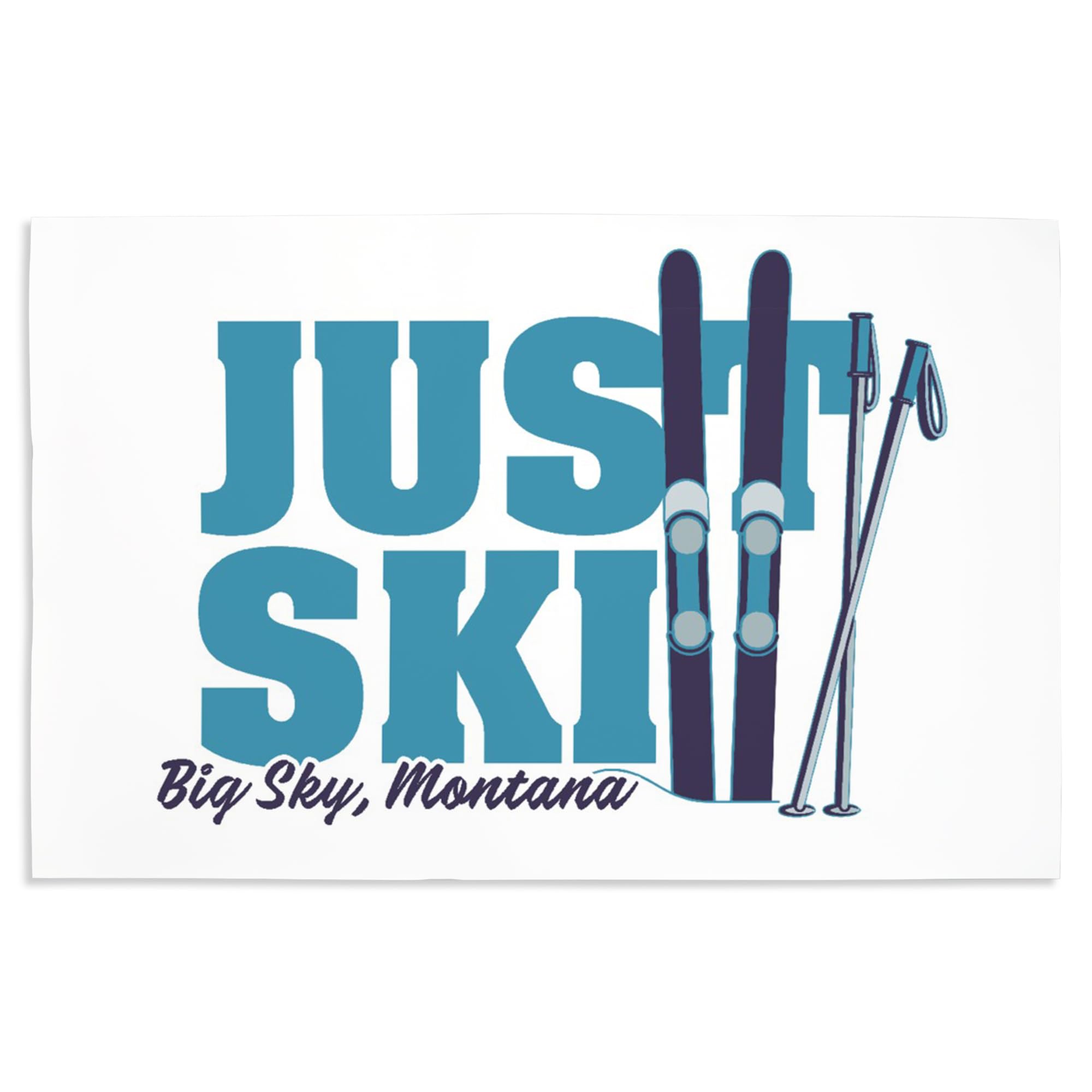Lantern Press 16x24 Inch Giclee Print - Big Sky Montana Ski Landscape Art with Ski Boards & Poles | Perfect for Home Decor, Office Wall Art & Ski Lodge Decoration