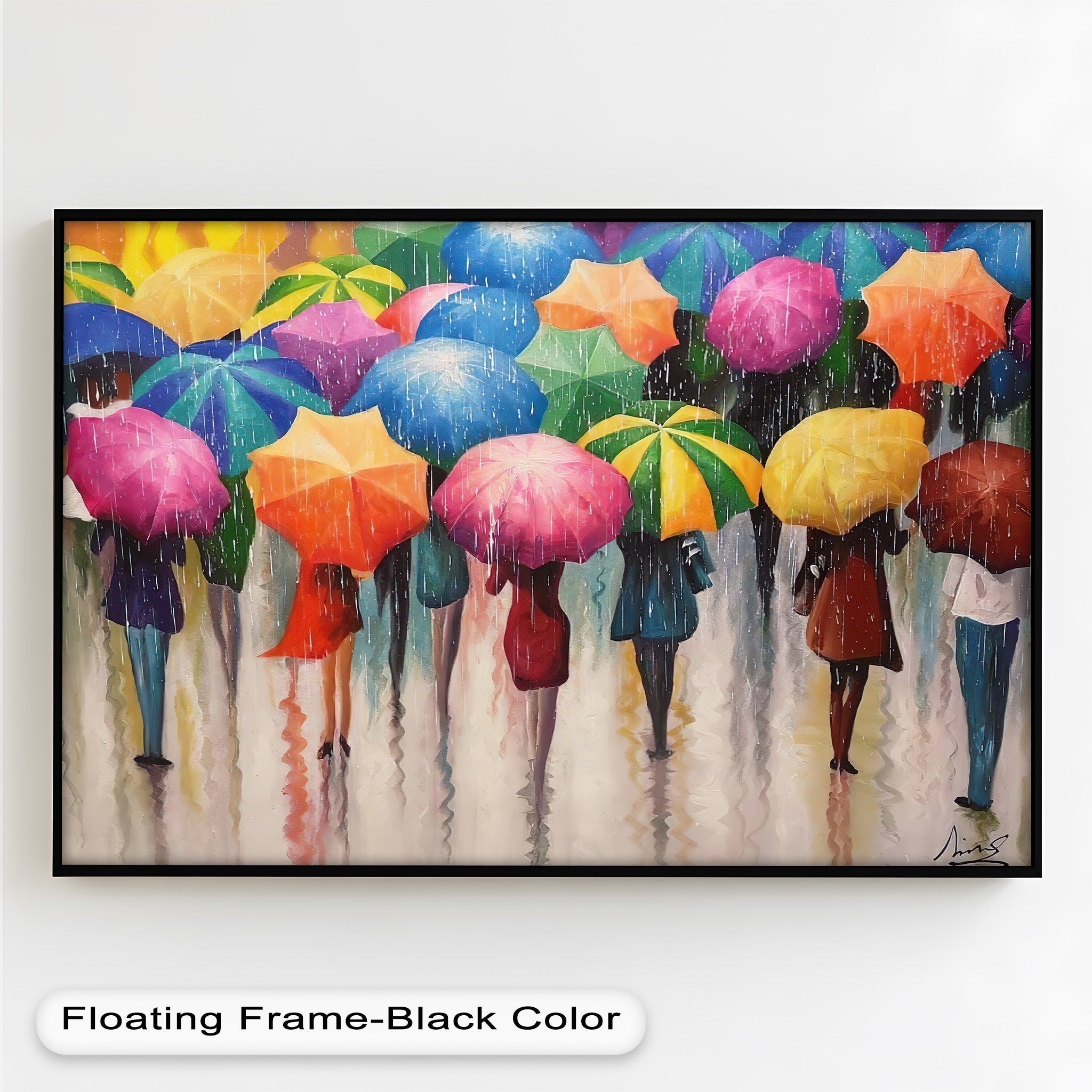 Vibrant Abstract Oil Painting - City Rain Melody Artwork for Home Decor & Office Wall Art | Modern Canvas Painting for Living Room, Bedroom & Office Spaces