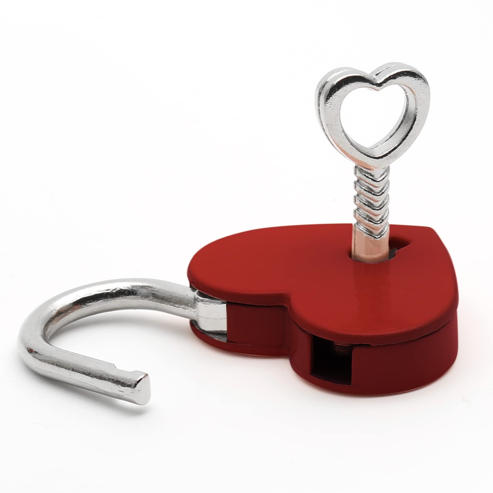 4 Pcs Red Heart-Shaped Padlocks with 2 Keys - Mini Luggage Locks for Suitcases, Backpacks & Travel Bags - Cute Security Locks for Valentine's Gifts, Couples & Romantic Getaways