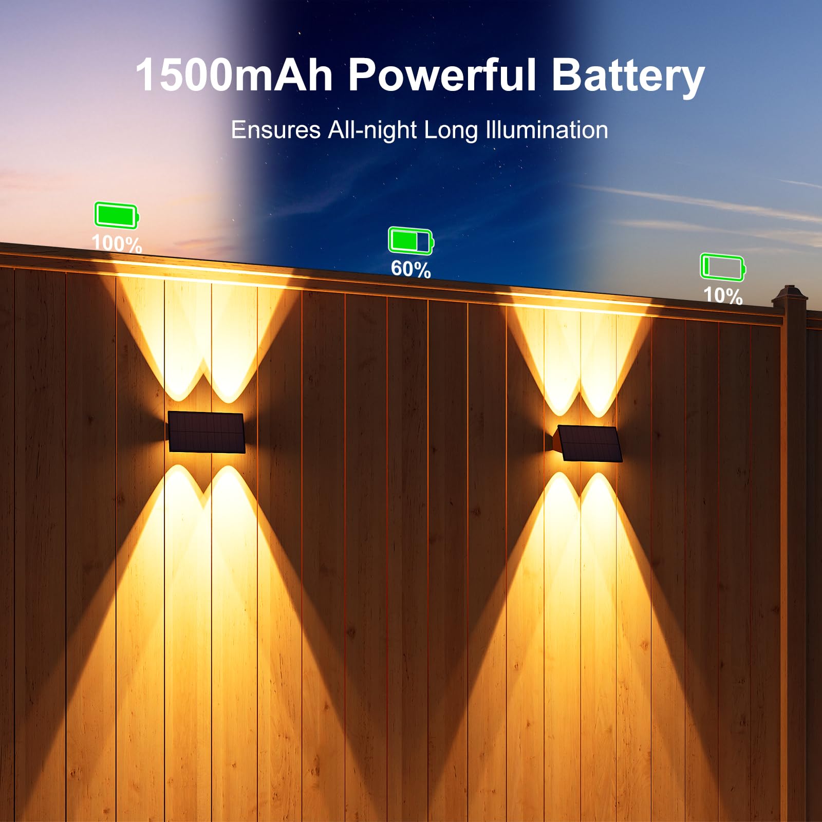 12 Pack Solar Up and Down Wall Lights Outdoor - Waterproof LED Fence Lighting for Deck, Patio, Porch, Garden & House - Easy Install Solar Powered Exterior Wall Mount Lights (Warm White) - Perfect for Pathway, Driveway & Landscape Lighting