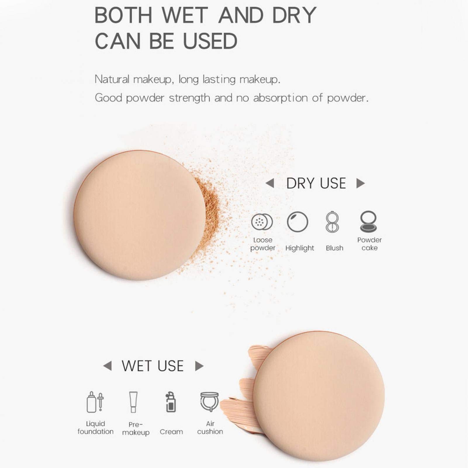 8-Piece Pure Cotton Powder Puff Set - Round Air Cushion Makeup Sponge for Face Powder & Foundation - Perfect for Cat Eye Makeup & Beauty Blending