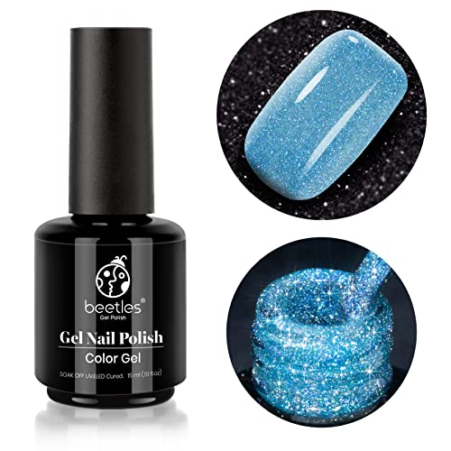 Beetles Glitter Gel Nail Polish - 15ml Deep Ocean Blue Shiny Soak Off LED/UV Gel for Nail Art | Salon & DIY Home Manicure | Perfect for Parties, Weddings & Special Occasions