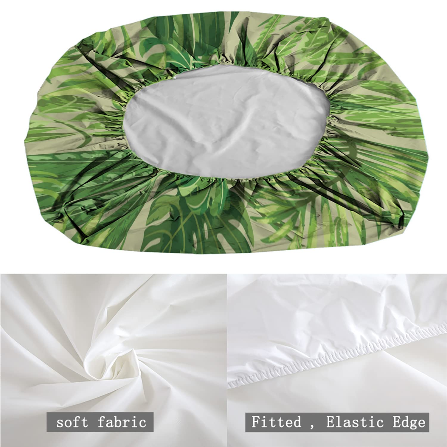Green Leaf Theme Twin/Twin XL Fitted Bed Sheets - Fresh Jungle Aloha Pattern Printed 2-Piece Bedding Set | Ultra Soft & Breathable Fabric | Perfect Fit for Mattress (Apple Green) | Ideal for Tropical Bedroom Decor, Vacation Homes & Boho Chic Style