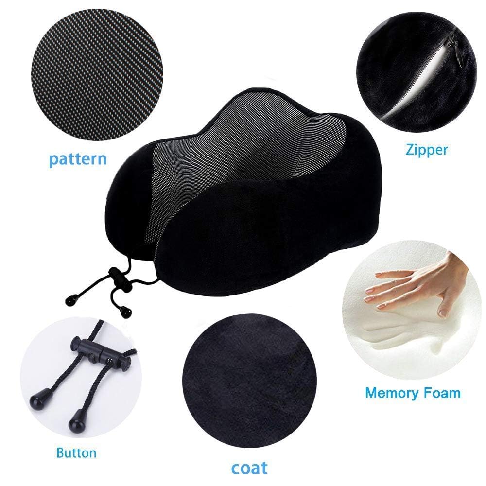 ADHYANTA Memory Foam U-Shaped Travel Pillow - Ergonomic Neck Support for Airplane, Car, Office & Home Use - Breathable Comfort for Sleeping & Napping