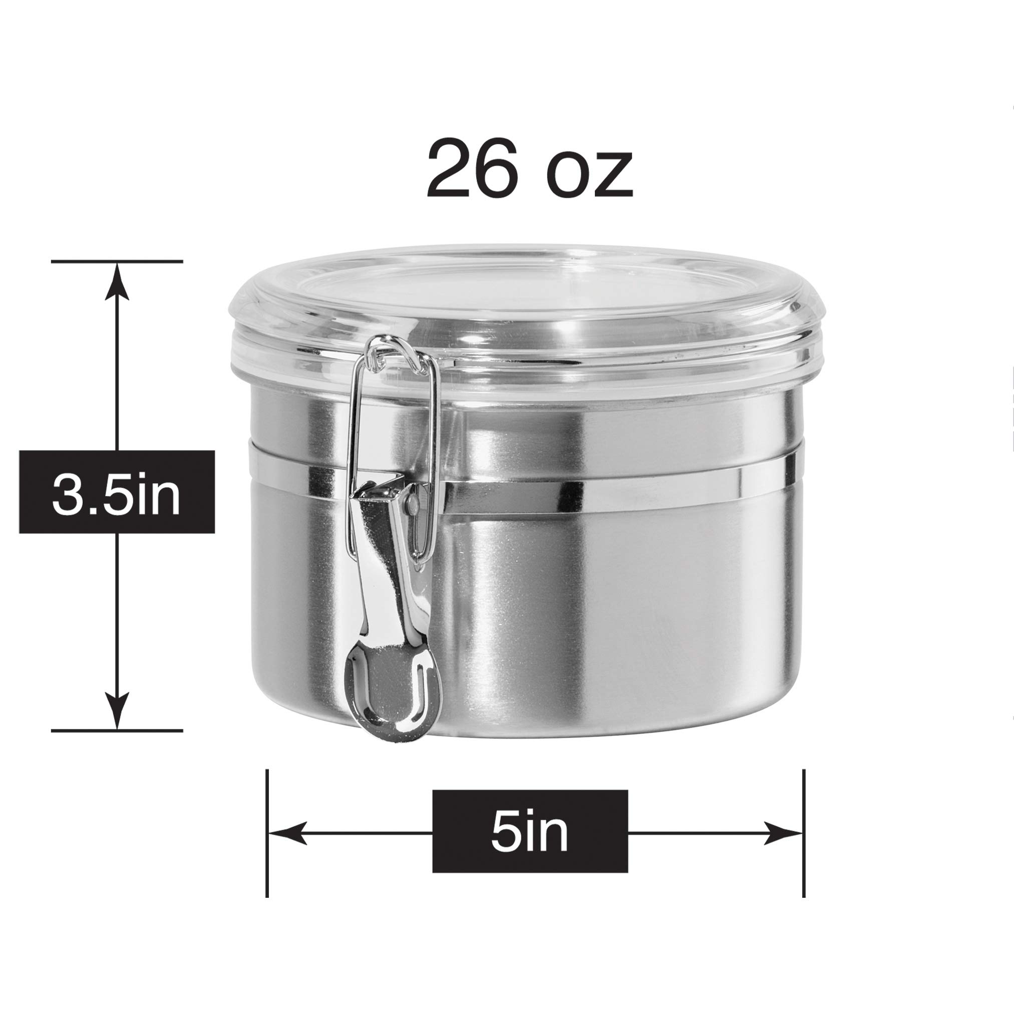 OGGI 26 fl oz Stainless Steel Kitchen Canister with Airtight Clamp Lid & Clear See-Through Top - Perfect for Coffee, Tea, Sugar, Flour & Spice Storage - Ideal for Pantry, Countertop & Kitchen Organization (5