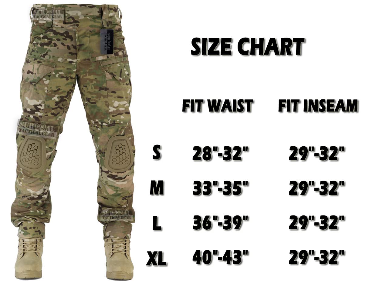 ZAPT Men's Tactical Combat Pants - Airsoft, Paintball & Hunting Camouflage Military Trousers with Knee Pads | Durable Outdoor Pants for Tactical Training, Airsoft Games & Outdoor Adventures