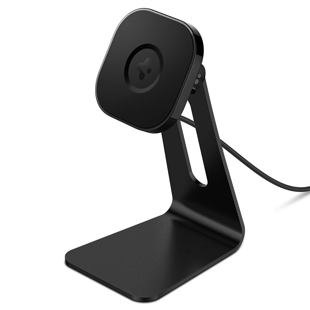 Spigen OneTap Pro MagFit Wireless Charger Stand for iPhone 16/15/14/13/12 & AirPods Pro 3 - Magsafe Compatible Fast Charging with iOS 17 StandBy Mode (Black) - Perfect for Home, Office & Nightstand Charging