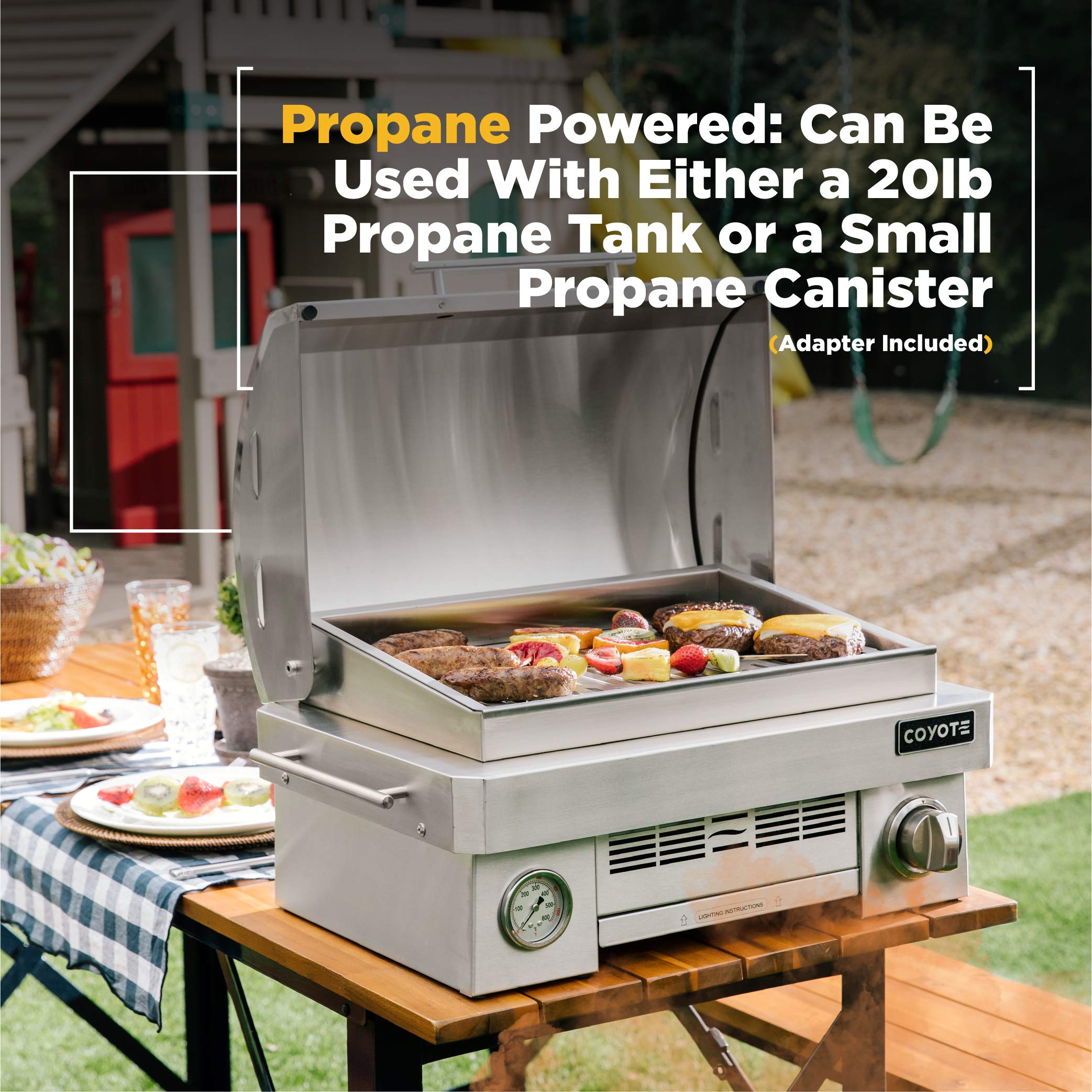 **COYOTE OUTDOOR 25-Inch Portable Propane Gas Grill with Ceramic Heat Control Grid – Compact & Lightweight Camping Grill for Tailgating, Backyard, RV & Beach – Perfect for Outdoor Cooking, Picnics, Family Gatherings – Ideal for Camping, BBQ Parties, RV Trips & Beach Picnics – Great for Grilling Burgers, Steaks, Veggies & Seafood at Home or On-The-Go – Best for Backyard BBQs, Camping Trips, Beach Parties & RV Adventures**