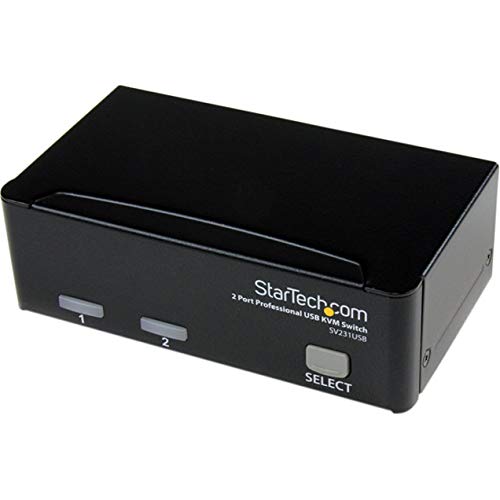 StarTech.com 2 Port USB KVM Switch with VGA Support - 1920x1440 Resolution - USB 2.0 Video Switcher (SV231USB) for Home Office & Multi-Computer Setup