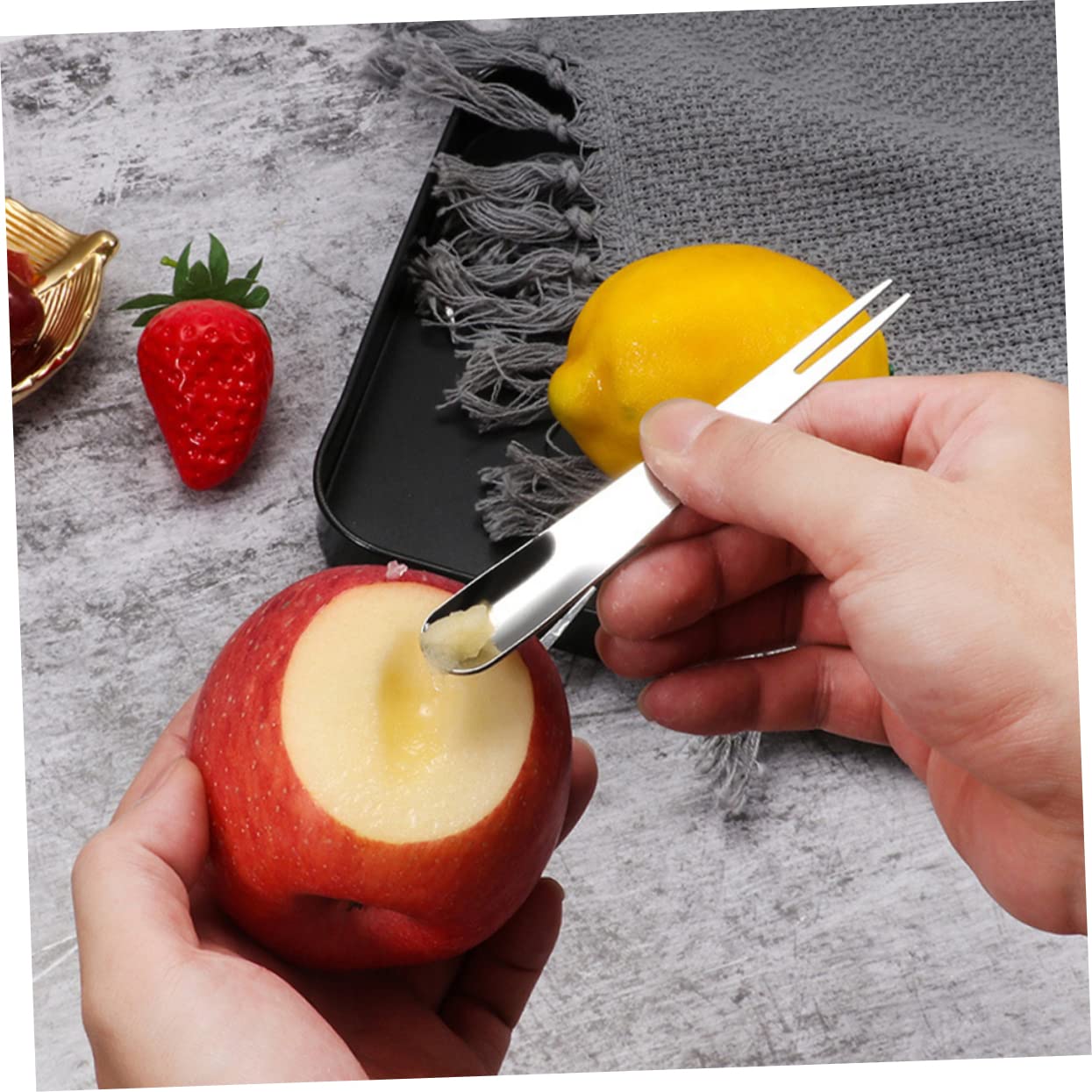 24-Piece Cabilock Portable Stainless Steel Fruit Forks & Cake Spoons Set - Durable, Non-Bendable Dessert Utensils for Parties, Picnics, BBQs & Home Snacking