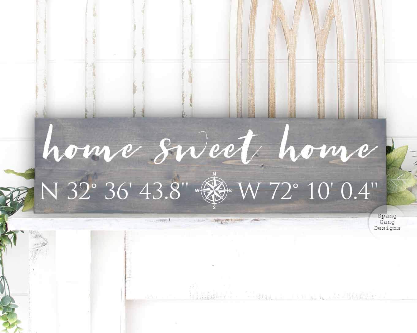 Custom Home Coordinates Sign - Personalized Wooden GPS Location Plaque (20