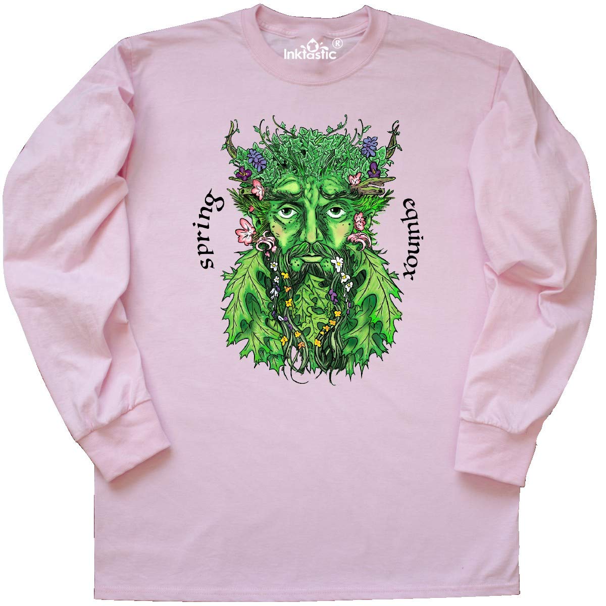 Inktastic 1st Day of Spring Greenman Spring Equinox Long Sleeve T-Shirt | Eco-Friendly Graphic Tee for Men & Women | Perfect for Spring Festivals, Nature Celebrations & Earth Day Events