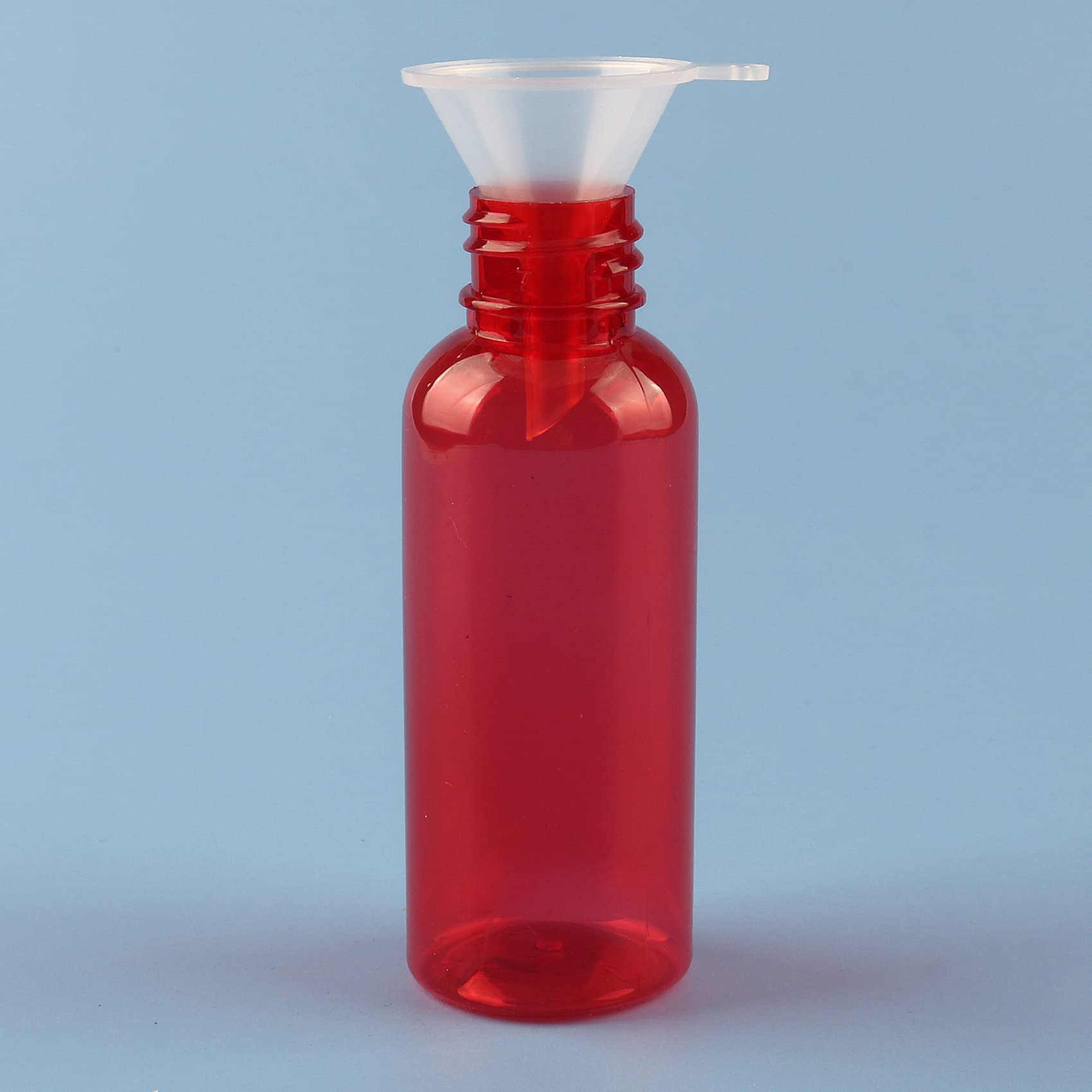 PQPAUTY 200-Pack 50ml Red PET Plastic Fine Mist Spray Bottles with Black Sprayer - Refillable Travel Perfume & Cosmetic Containers - Includes 10 Funnels - Ideal for DIY Beauty, Essential Oils & Travel Toiletries