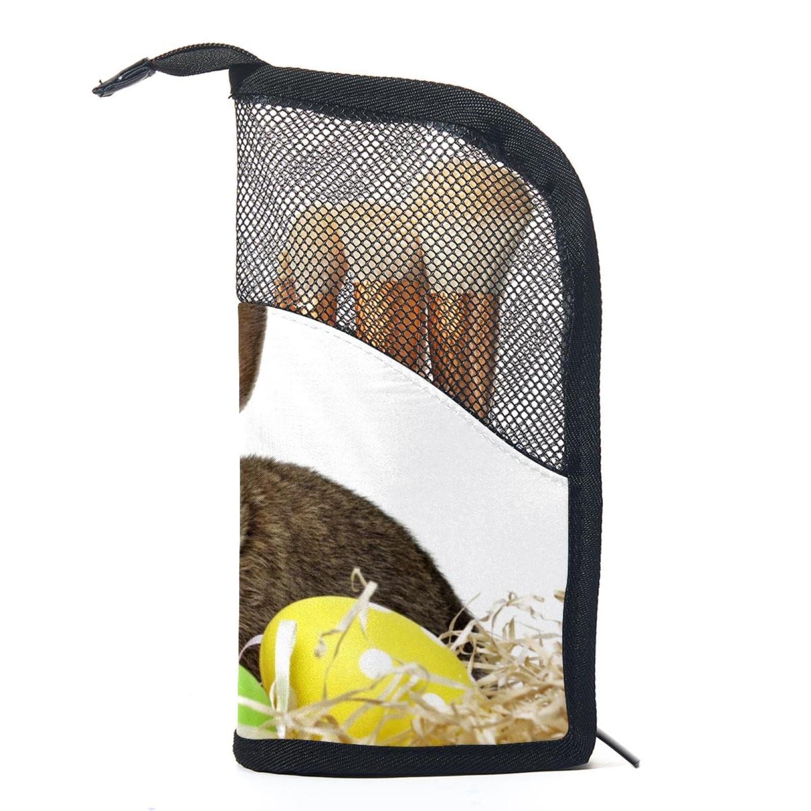 Premium Makeup Brush Organizer Bag with 12 Slots - Portable Travel Cosmetic Brush Holder Case for Easter Bunny Rabbit Themed Makeup Brushes - Perfect for Travel, Home Vanity & Professional Makeup Artists
