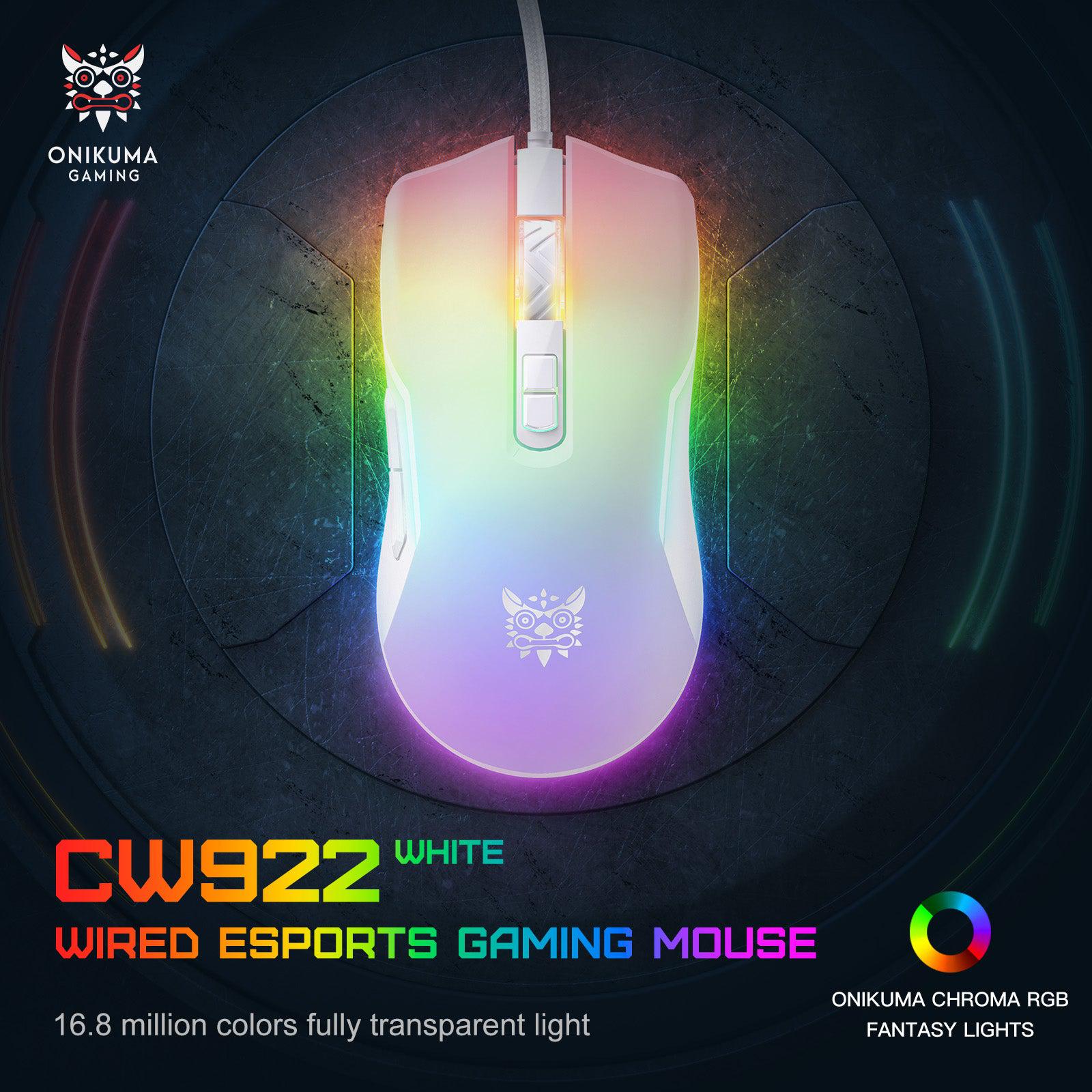 ONIKUMA CW922 Wired Gaming Mouse - 7200 DPI, 7 Programmable Buttons, RGB Backlit for PC & Laptop - Silent Click Optical Mouse for Gaming, Office Work & Home Use