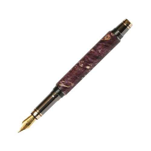 Lanier Pens Elite Fountain Pen - Gun Metal Finish with Purple Box Elder Wood - Premium Writing Instrument for Professionals, Gifts & Collectors | Ideal for Office, Calligraphy & Signature Signing
