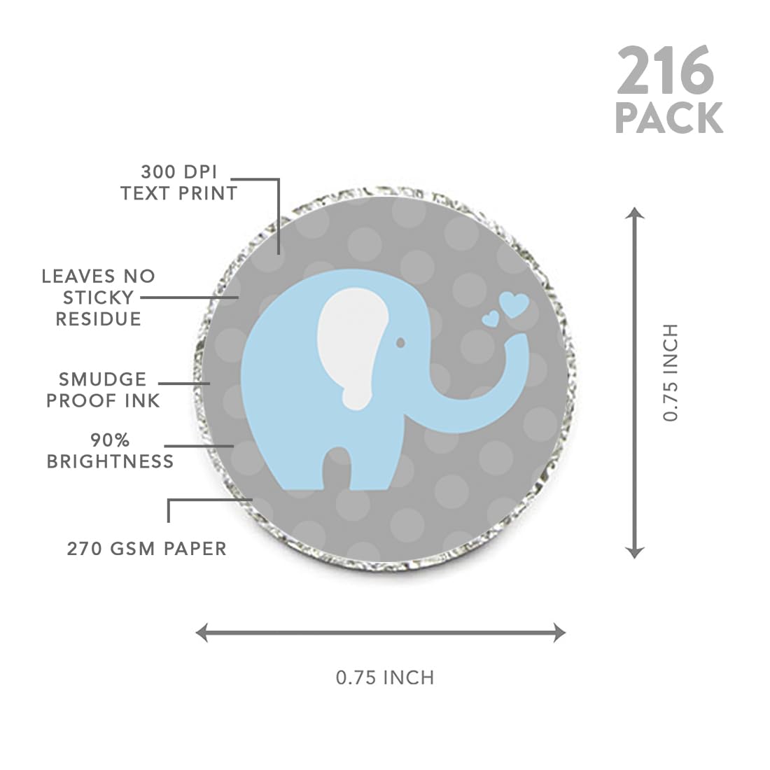 Andaz Press Chocolate Labels - 216-Pack for Baby Showers & Party Favors