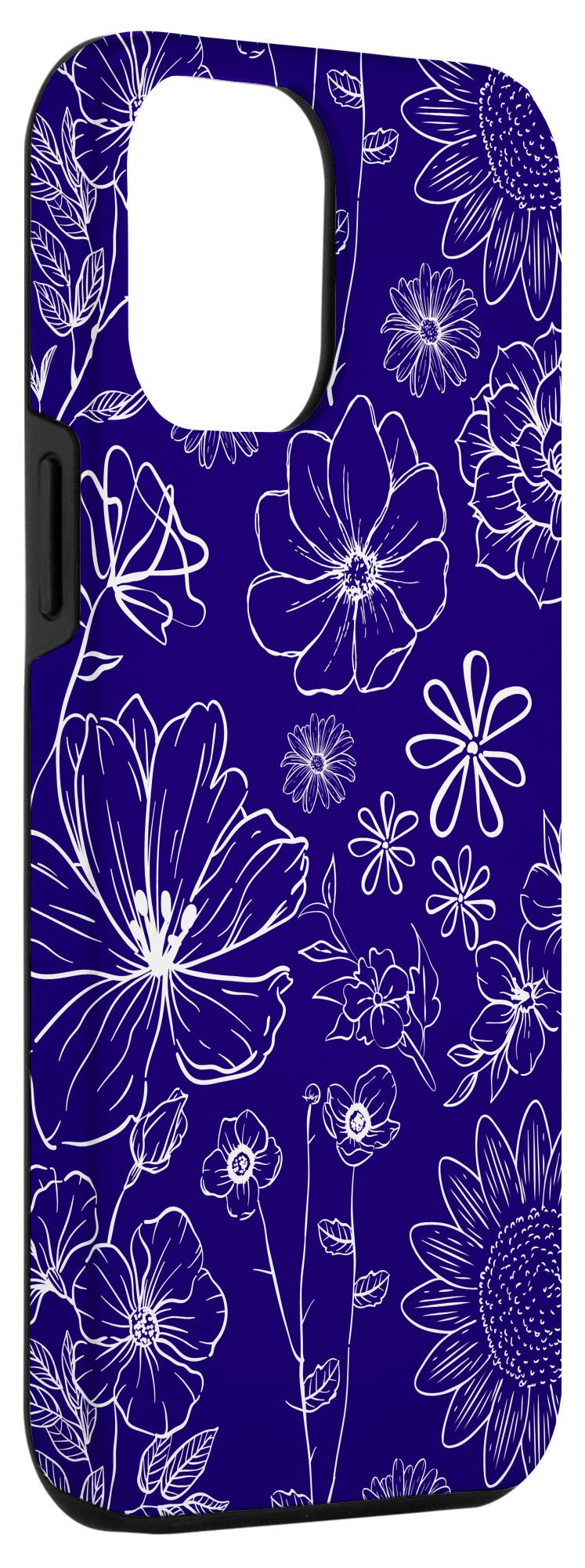 iPhone 12 Pro Max Case - Dark Blue Floral Design with White Wildflowers | Protective Phone Cover for Women & Men | Perfect for Everyday Use, Travel & Gift Giving