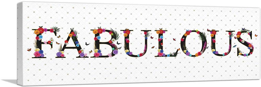 ARTCANVAS Fabulous Girls Room Decor - 36x12 Inch Stretched Canvas Wall Art, Framed Painting, Giclee Print Poster for Bedroom & Nursery - Modern Home Decor Gift for Teens & Kids