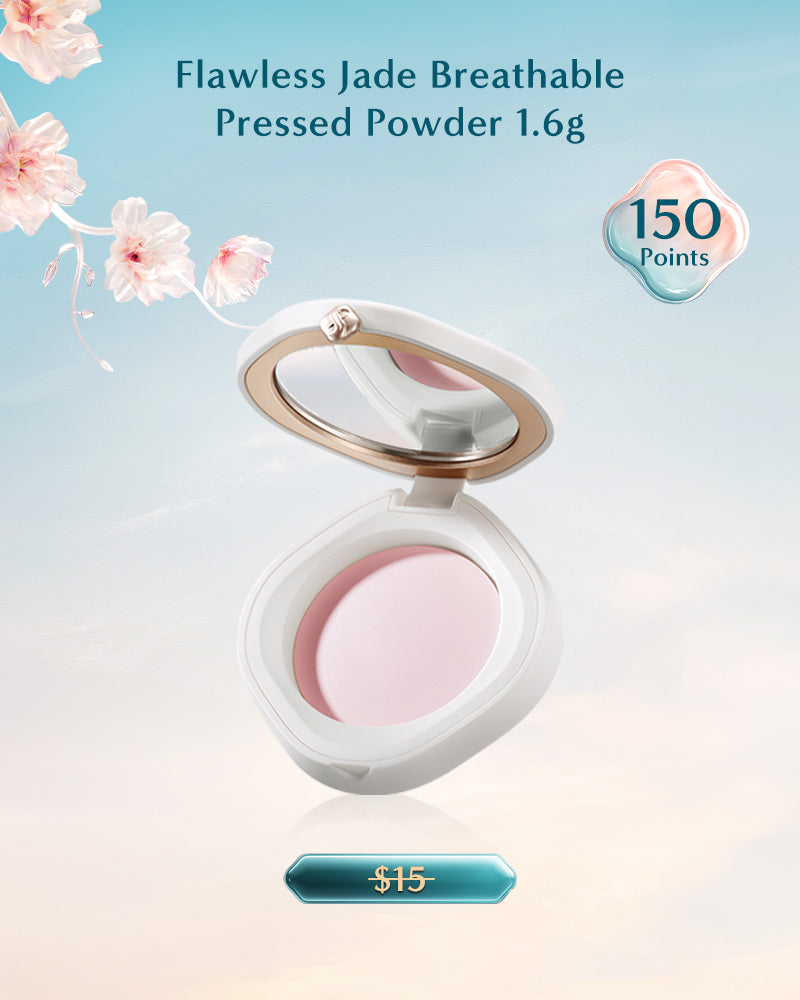 Flawless Jade Breathable Pressed Powder 1.6g - Oil Control & Matte Finish for All-Day Wear | Perfect for Daily Makeup & Touch-Ups