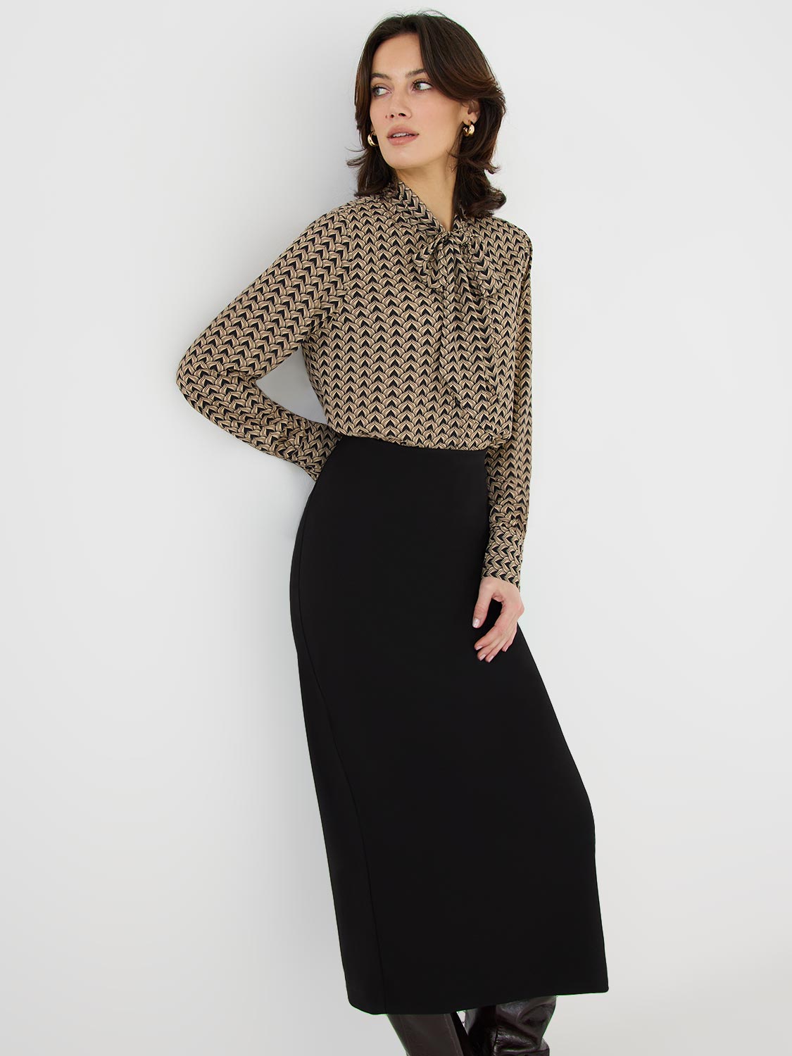 Elegant Flowy Crepe Midi Skirt for Women - A-Line Waist Pleated Summer Skirt | Perfect for Office, Date Night & Casual Outings