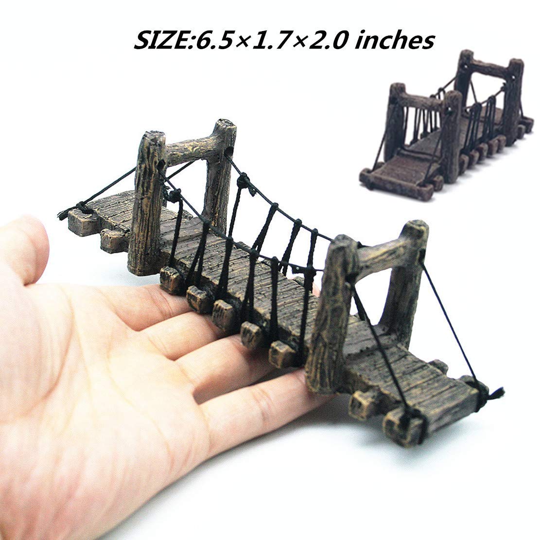 3 PCS Fairy Garden Decor Set - 2 Stone Stairs & 1 Wood Bridge for Miniature Gardens, Bonsai, Fish Tanks & Terrariums - Perfect for DIY Mini Landscapes, Fairy Houses and Home Decor