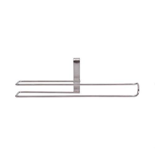 Stainless Steel Kitchen Paper Holder & Bathroom Towel Rail - Over The Door Hanging Organizer for Tissues, Rolls & Towels | Space Saving Sink Storage Solution for Kitchen, Bathroom & Laundry Room