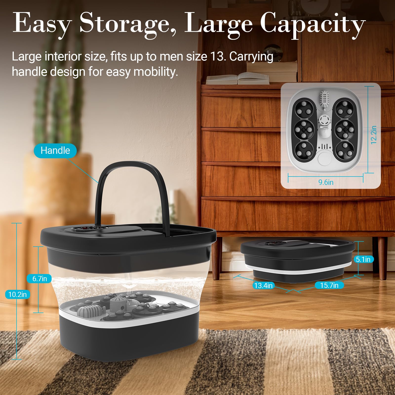 2025 Upgraded Electric Foot Spa Massager with Heating & Circulation, Shiatsu Massage Balls, Pedicure Soaking Tub - Remote Control & Handle for Stress Relief - Perfect for Home Relaxation, Spa Days & Gift Giving