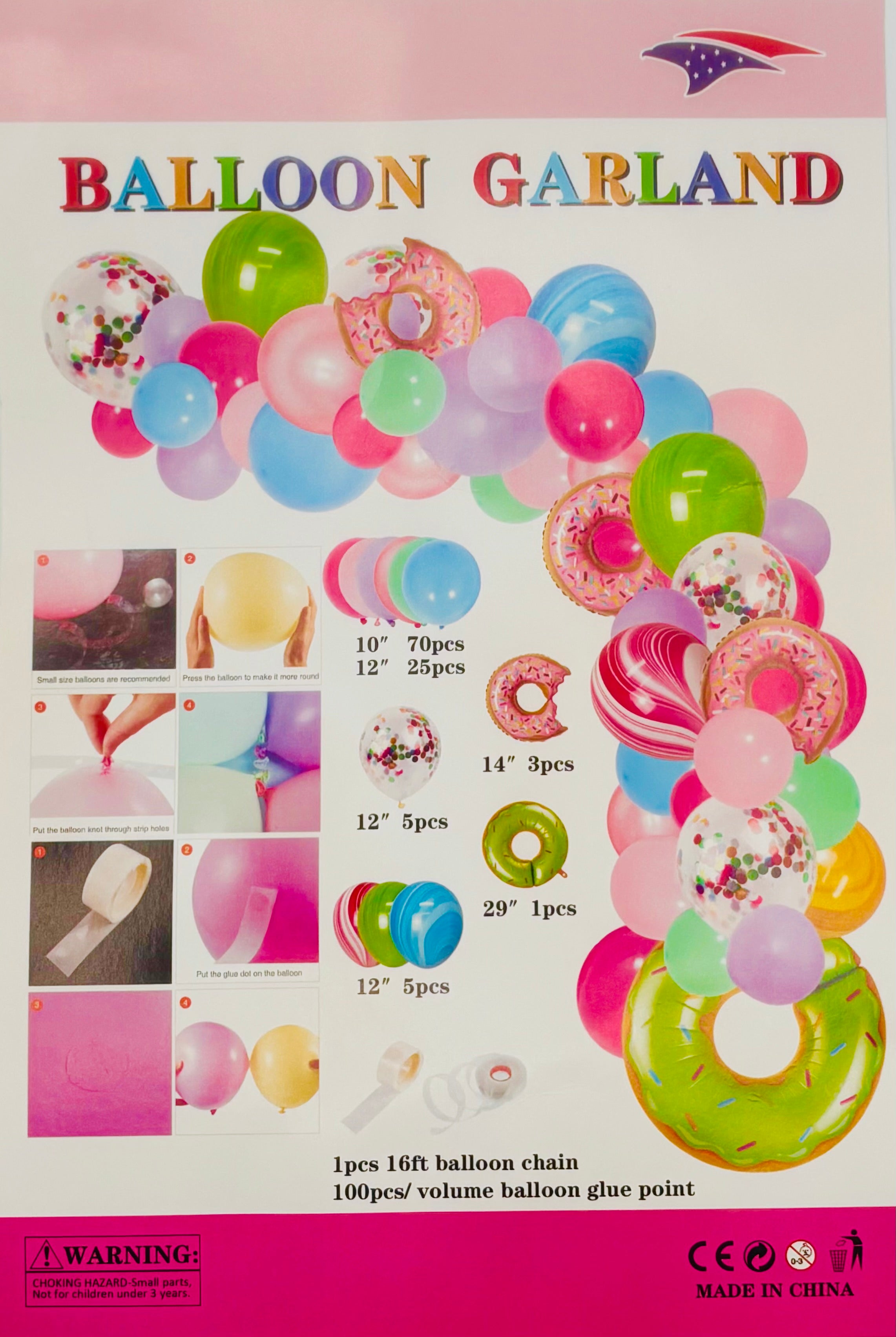 1ct Balloon Garland Donut Kit - DIY Party Decorations for Birthday, Baby Shower & Wedding Events | Perfect for Indoor & Outdoor Celebrations