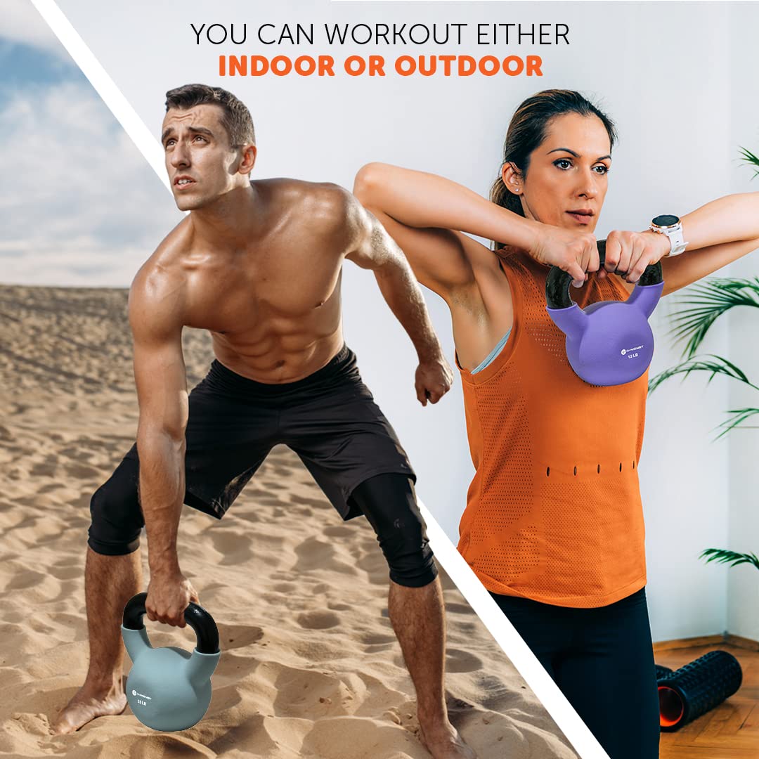 Premium Neoprene Coated Kettlebell - 5-50lbs Iron Weight for Home Gym, CrossFit & Strength Training - Anti-Slip Grip for Safe Workouts - Perfect for HIIT, Cardio & Functional Fitness Routines