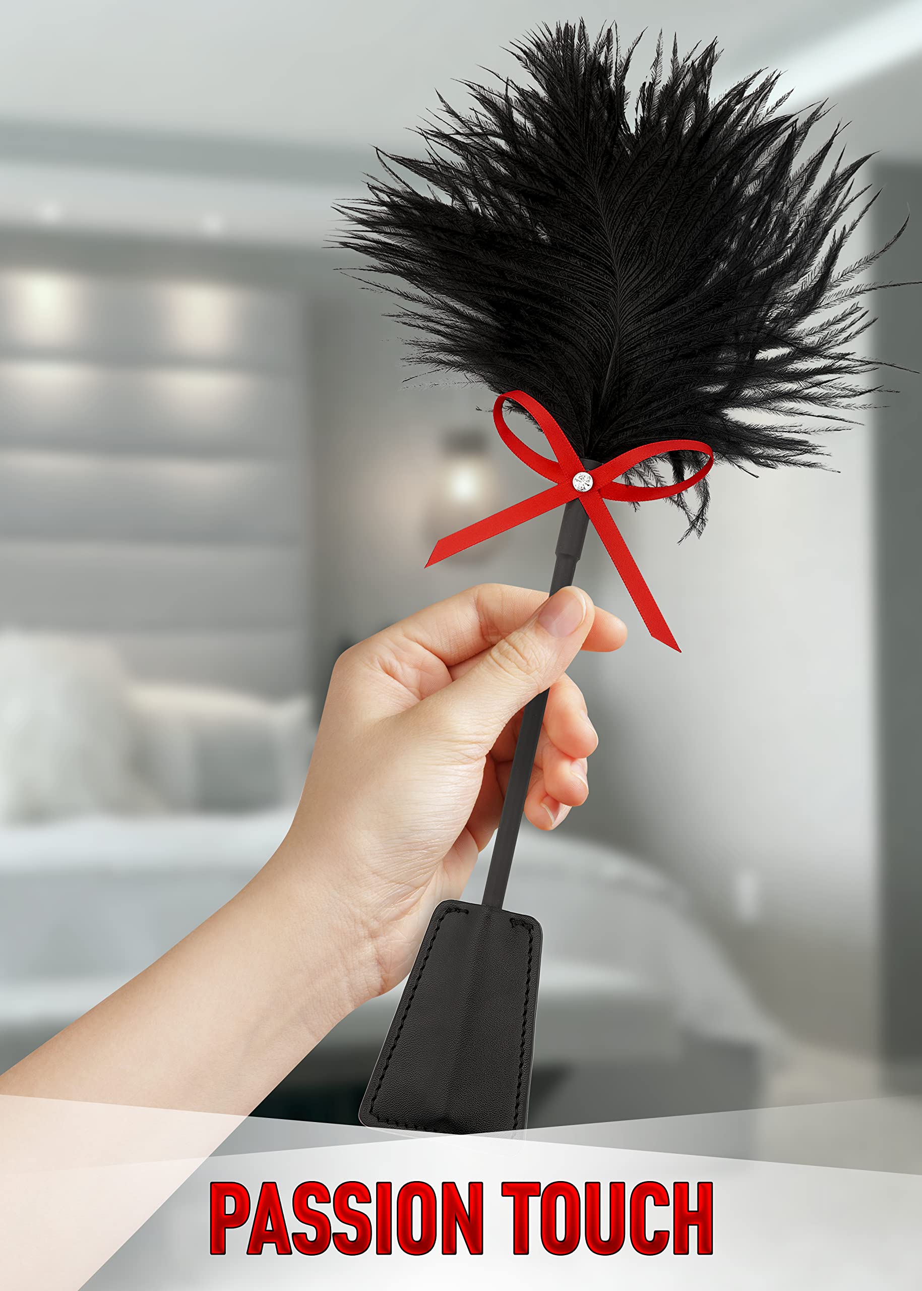 Sensual Feather Tickler & Spanking Crop - BDSM Bedroom Toys for Couples, Adults - Perfect for Role Play, Sensory Play & Intimate Bonding