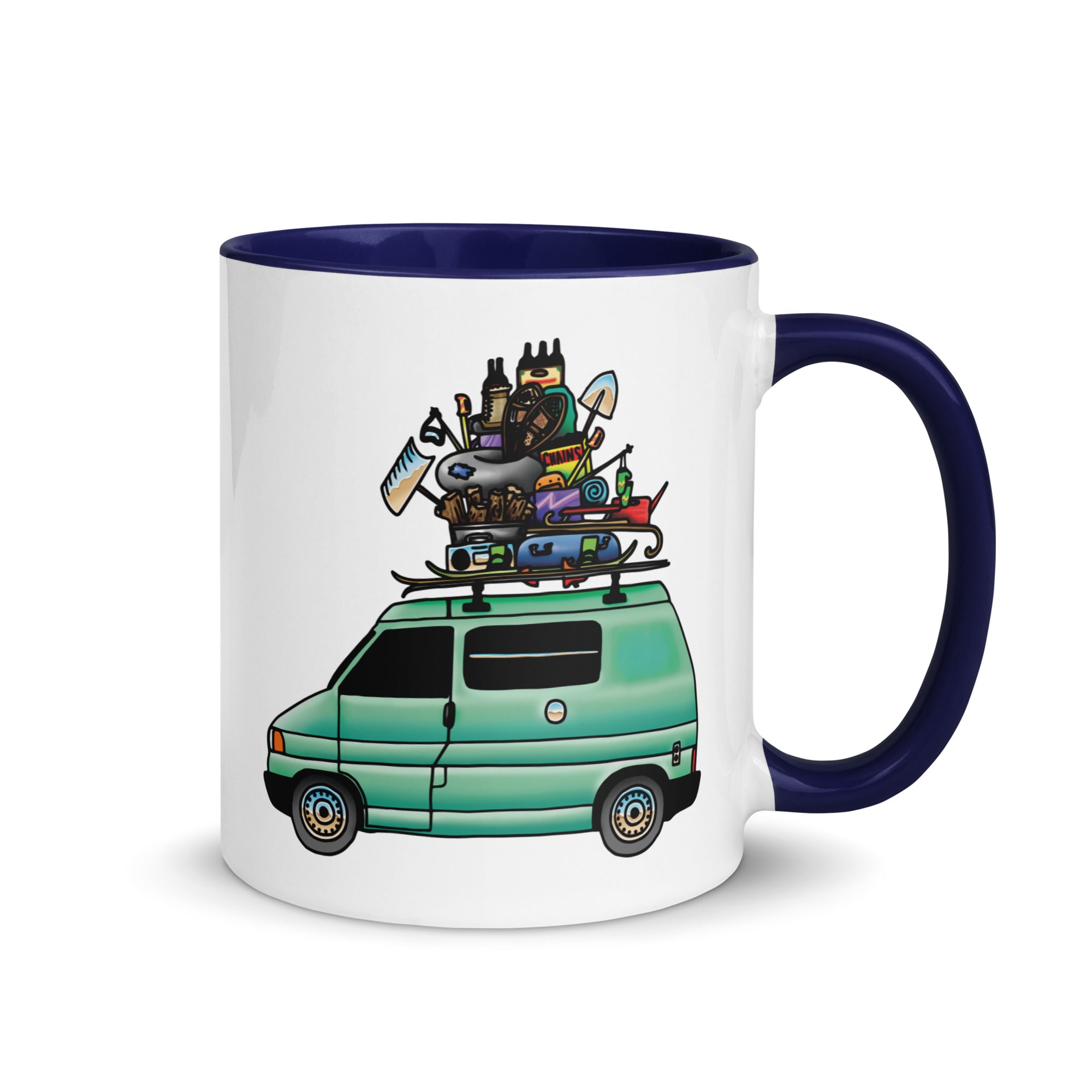 RAD Eurovan Mug with Color Inside - Durable Ceramic Coffee Cup for Home, Office & Travel - Perfect for Hot & Cold Beverages
