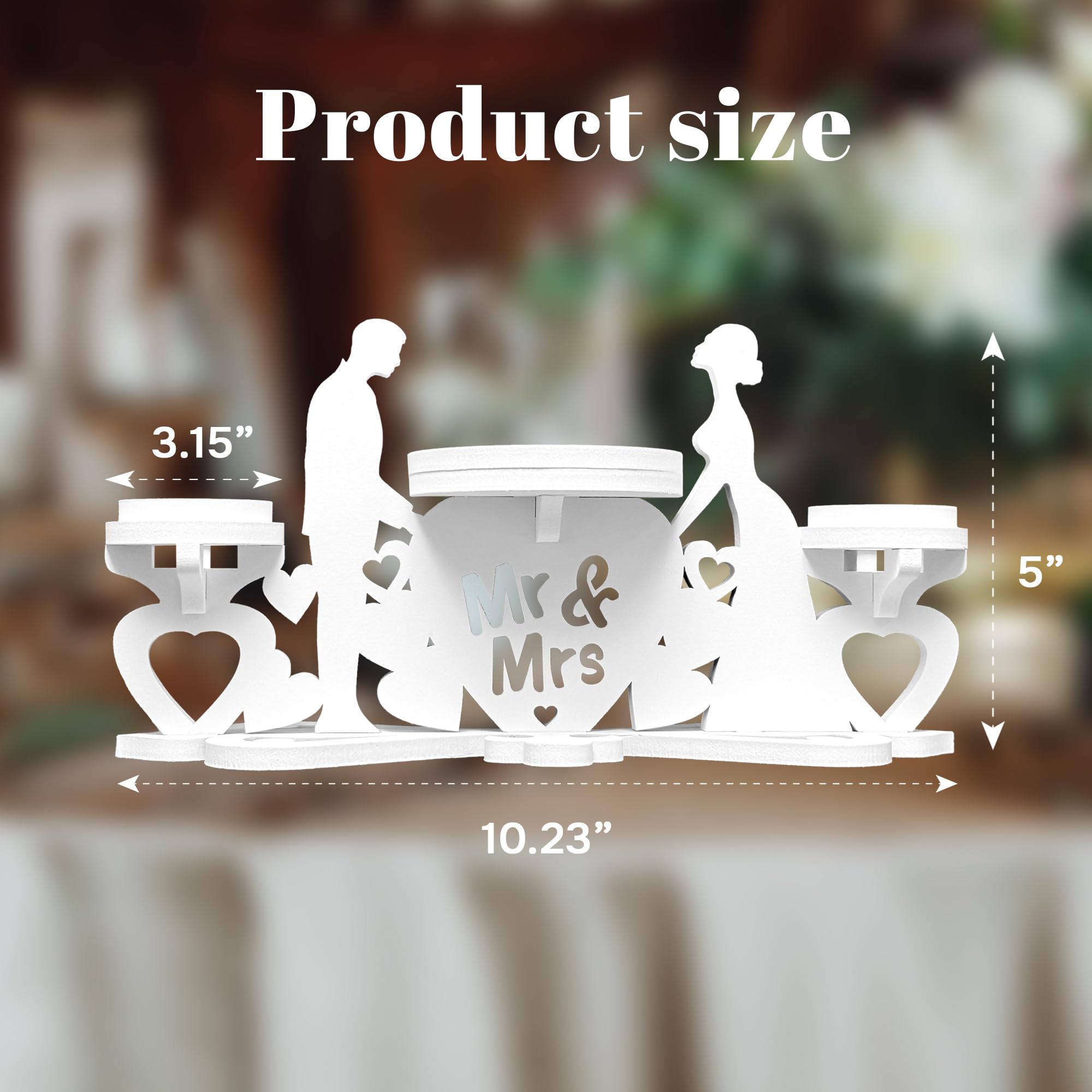 Unity Candle Holder Set of 3 - Elegant Wedding Ceremony Candle Stand for Table Centerpiece Decor - White Pillar & Taper Candlestick Holder - Perfect for Wedding Unity Ceremony, Vow Renewal, and Romantic Dinner Decorations