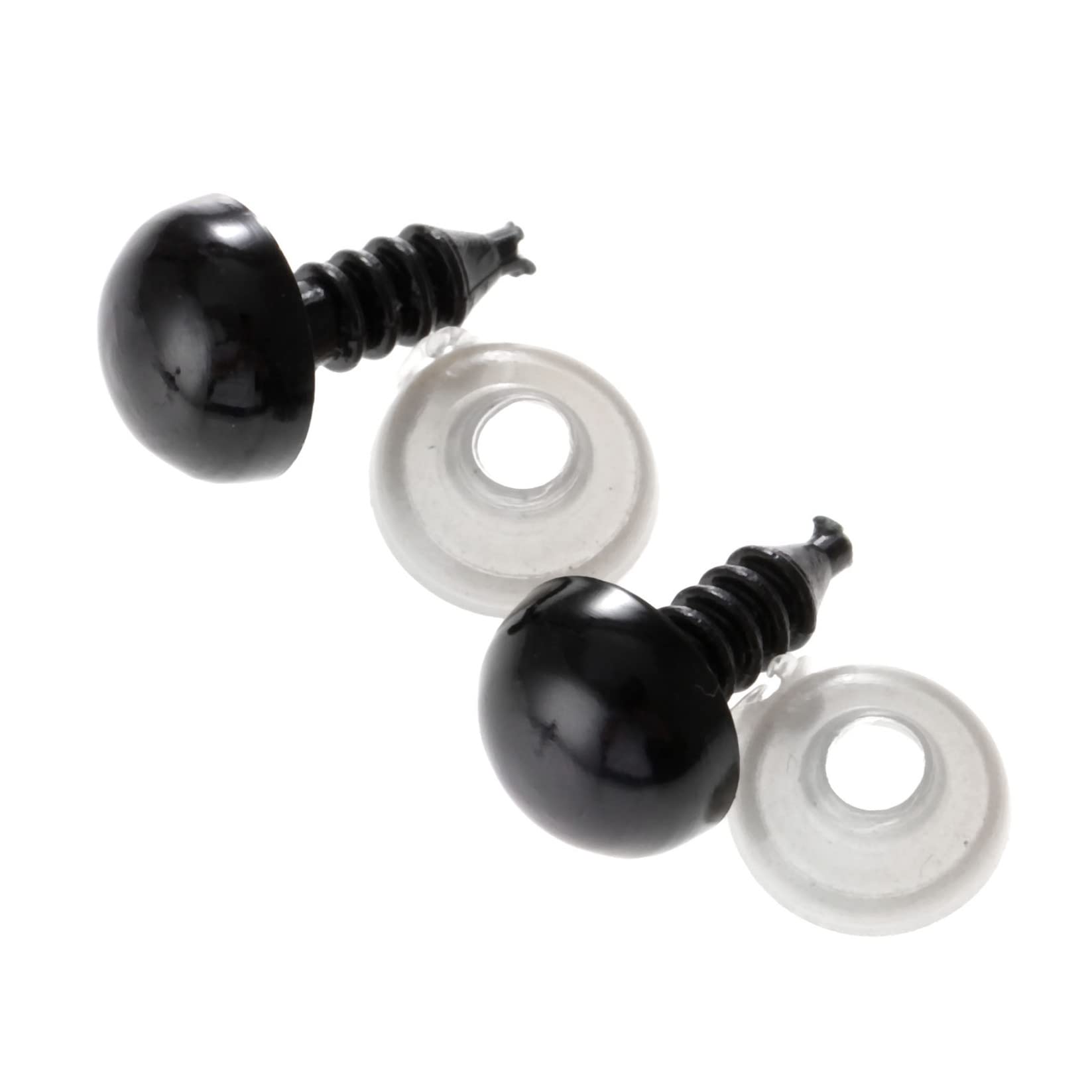20pcs 6-20mm Black Plastic Safety Eyes with Washers for Stuffed Animals, DIY Plush Toys, Bear Puppets & Craft Dolls - Perfect for Handmade Teddy Bears, Amigurumi & Sewing Projects