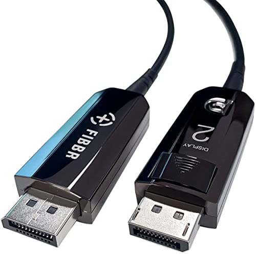 FIBBR Fiber Optic DisplayPort to DisplayPort Cable (DP to DP) - 8K 4K High-Speed Male to Male Video Cord - 100ft/30M Length for Projectors, Computers, Laptops & 1080P Monitors - Perfect for Home Theater, Gaming & Office Workstations