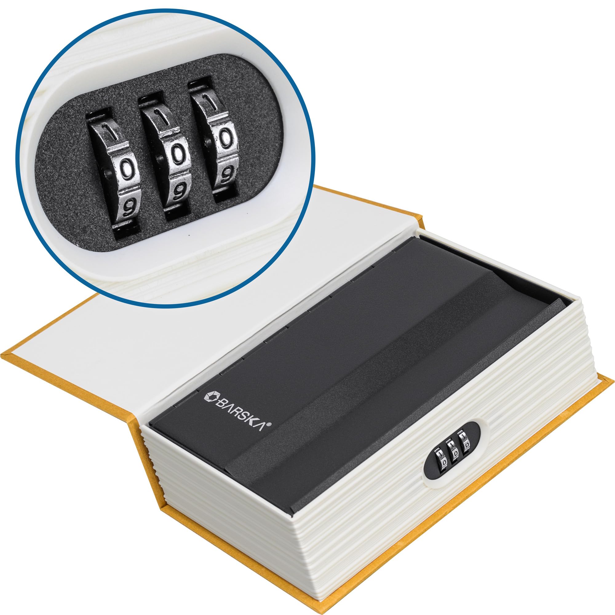 Barska Portable Diversion Book Safe - Secret Hidden Storage Lock Box with Combination Lock | Discreet Home Office Security for Valuables, Cash & Documents