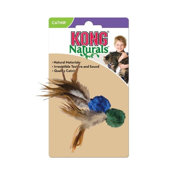 KONG Naturals Crinkle Ball with Feathers - Interactive Cat Toy for Indoor Play & Exercise | Stimulating Sensory Play for Kittens & Adult Cats