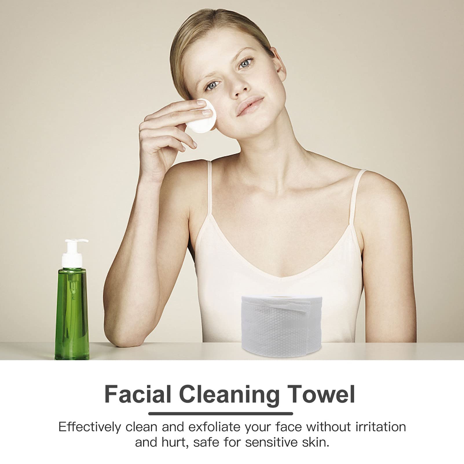 Lurrose Disposable Face Towels - Soft Non-Woven Cleansing Cloths for Makeup Removal & Skincare