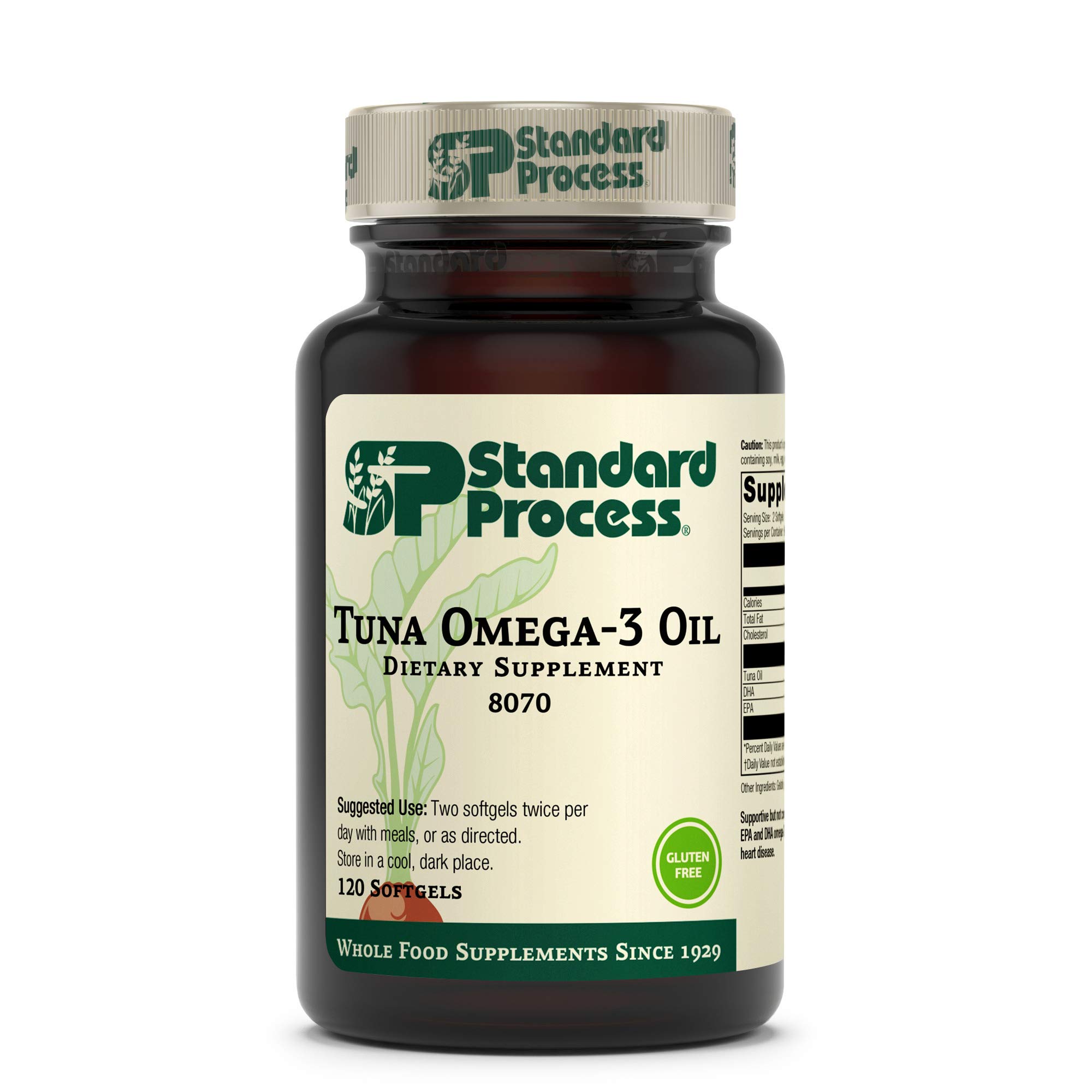 Standard Process Tuna Omega-3 Oil Softgels - 120 Count | High EPA & DHA for Brain, Eye & Heart Health | Supports Emotional Balance, Skin & Hair Care | Gluten Free Supplement | Perfect for Daily Wellness & Cognitive Support