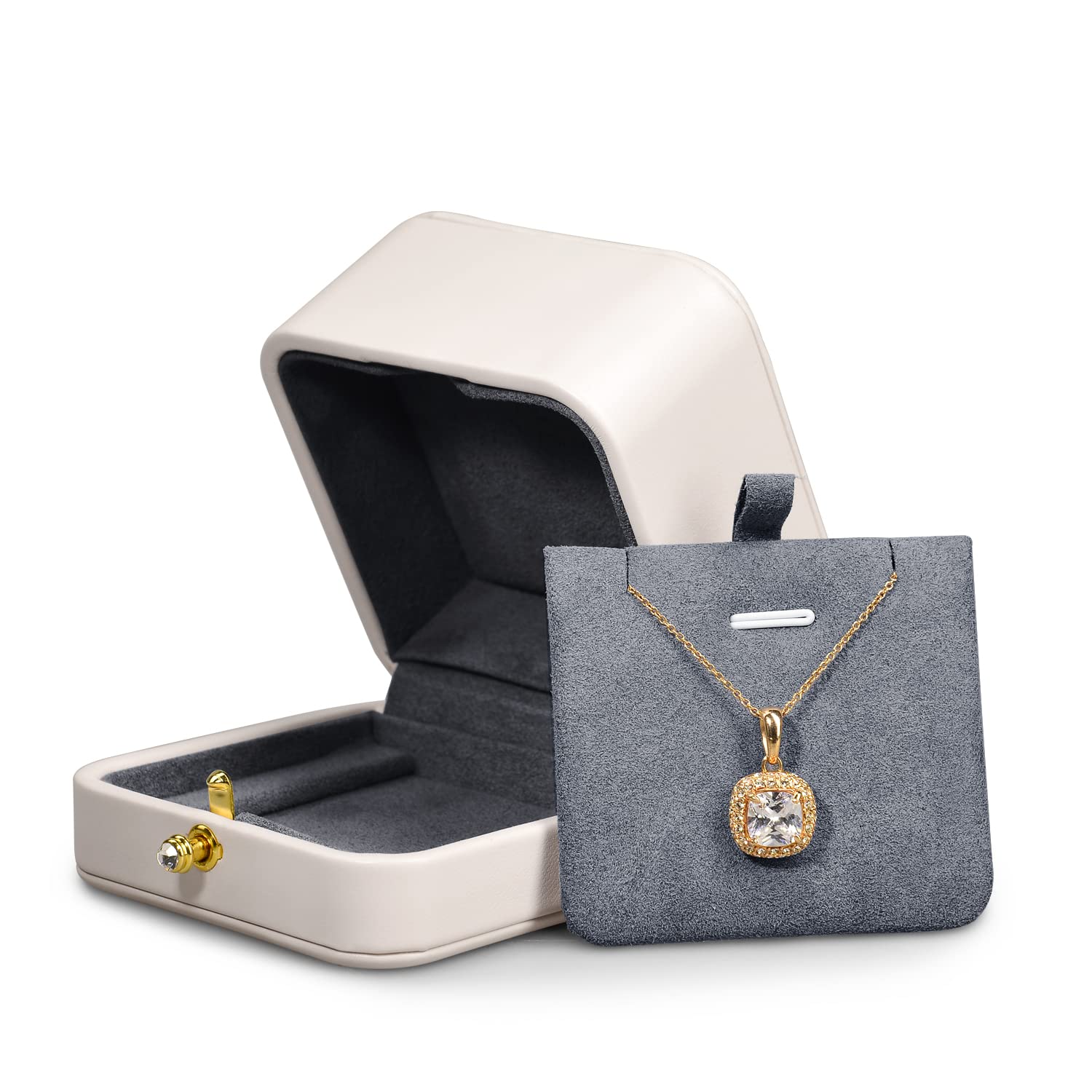 Elegant PU Leather Jewelry Box for Necklace & Pendant - Premium Gift Packaging for Jewelry Storage, Wedding Gifts & Travel Organizer