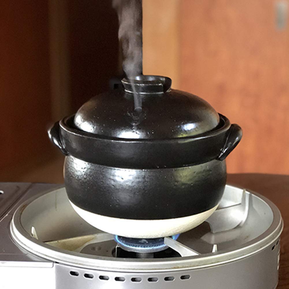 Premium Japanese Donabe Clay Rice Cooker - 3 Go (1900ml) with Inner Lid, Authentic Mie Pottery for Perfect Sushi & Sticky Rice | Stovetop & Oven Safe for Home Cooking & Restaurant Use